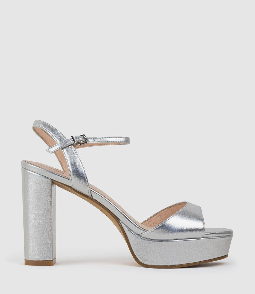 ROYAL100 Platform Sandal in Silver - Edward Meller