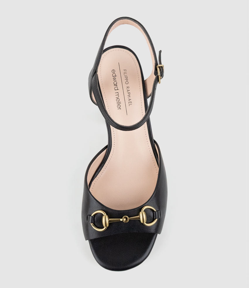 RULIA80 Platform Sandal with Trim in Black Calf - Edward Meller