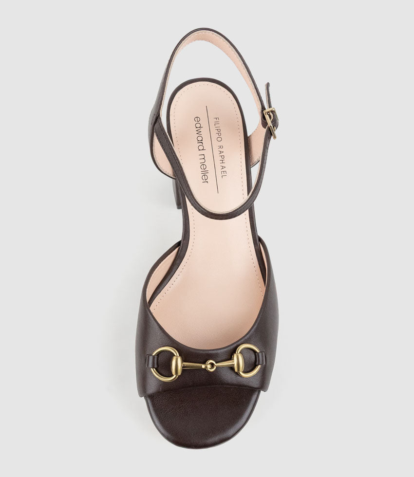 RULIA80 Platform Sandal with Trim in Chocolate Calf - Edward Meller
