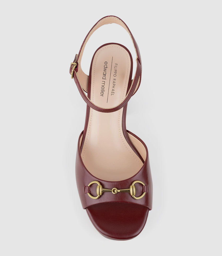 RULIA80 Platform Sandal with Trim in Garnet Calf - Edward Meller