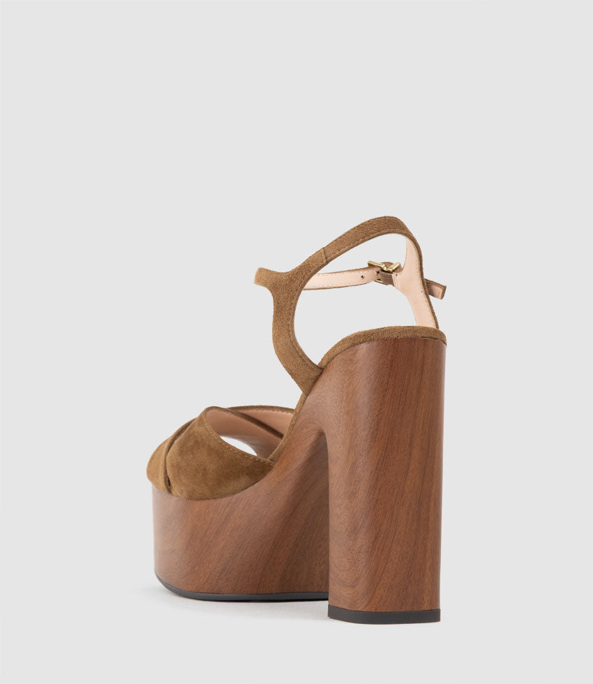 RUNA125 Platform Unit Sandal in Tan Suede - Edward Meller