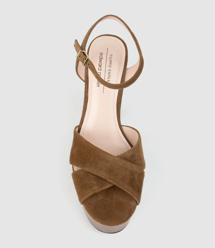 RUNA125 Platform Unit Sandal in Tan Suede - Edward Meller