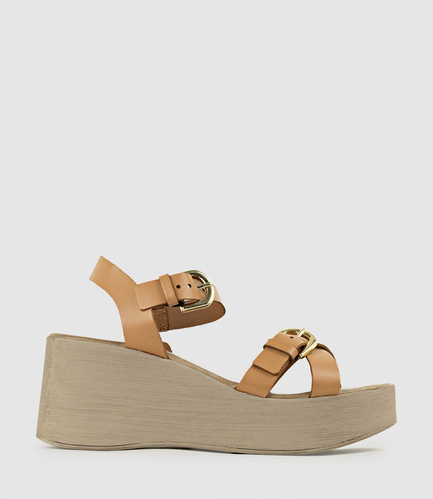 RYKER70 Sandal on Wedge in Taupe - Edward Meller