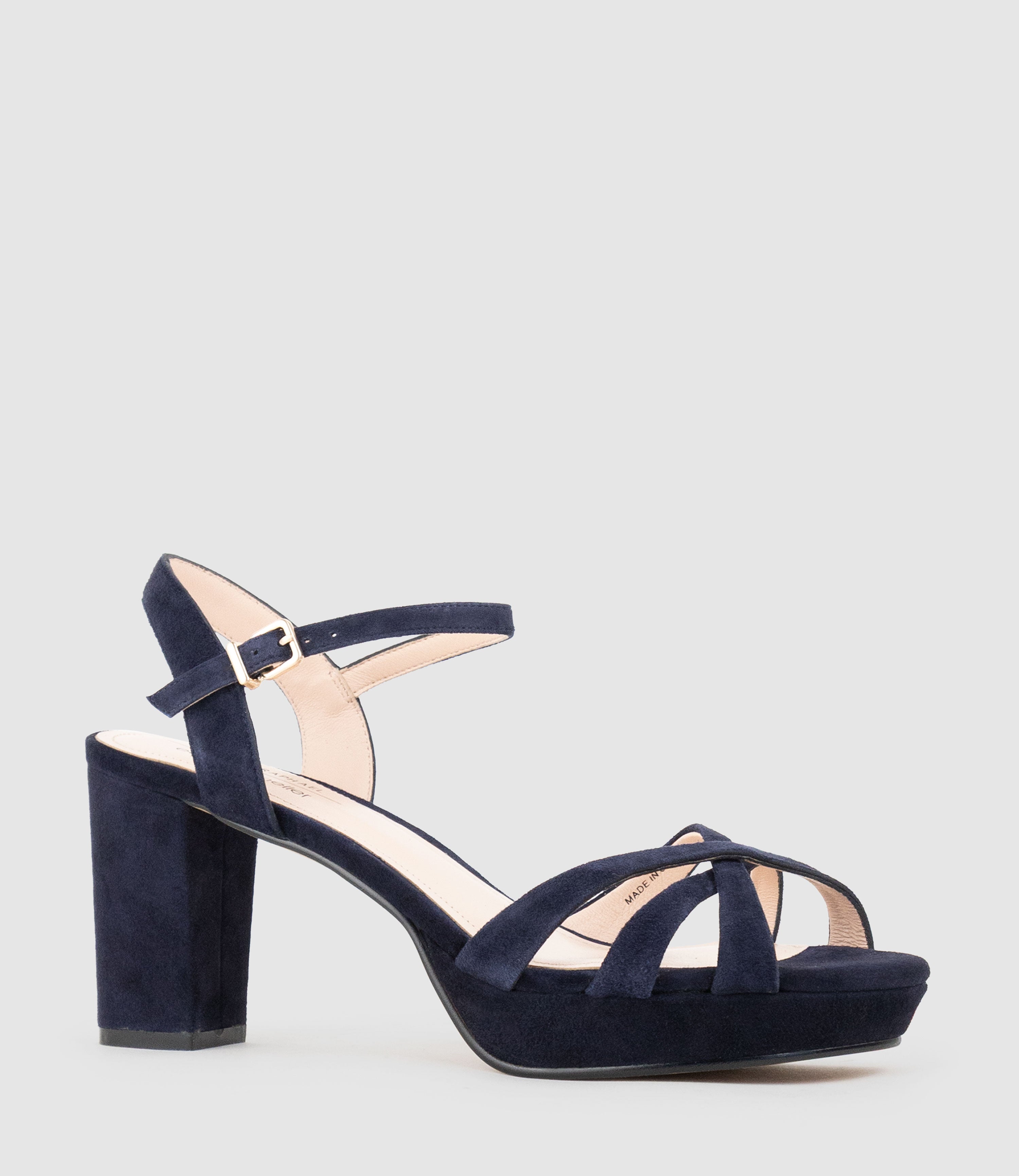 RYLIN80 Multistrap Platform Sandal in Navy Suede - Edward Meller