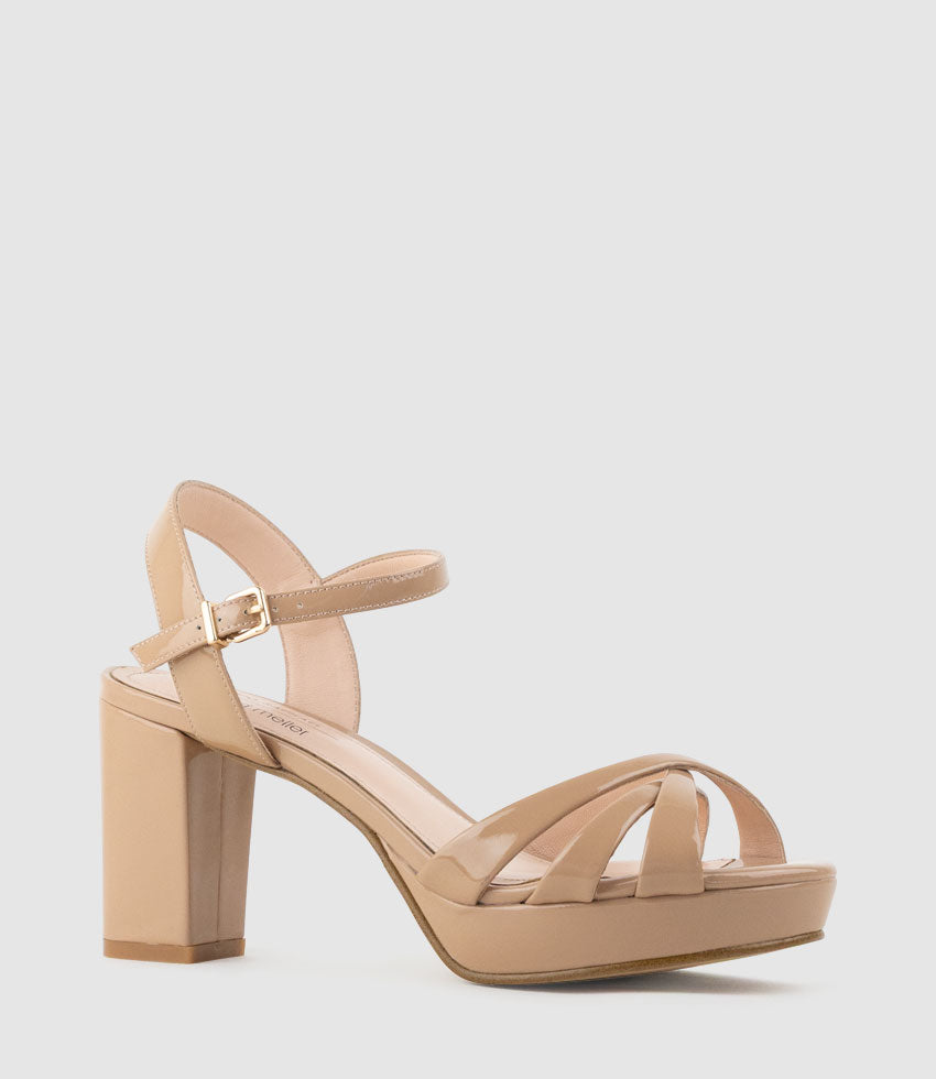 RYLIN80 Multistrap Platform Sandal in Nude Patent - Edward Meller