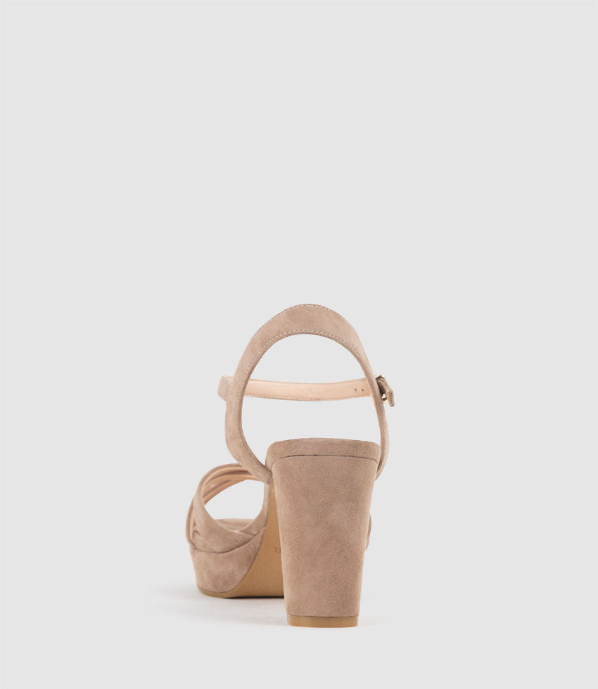 RYLIN80 Multistrap Platform Sandal in Nude Suede - Edward Meller