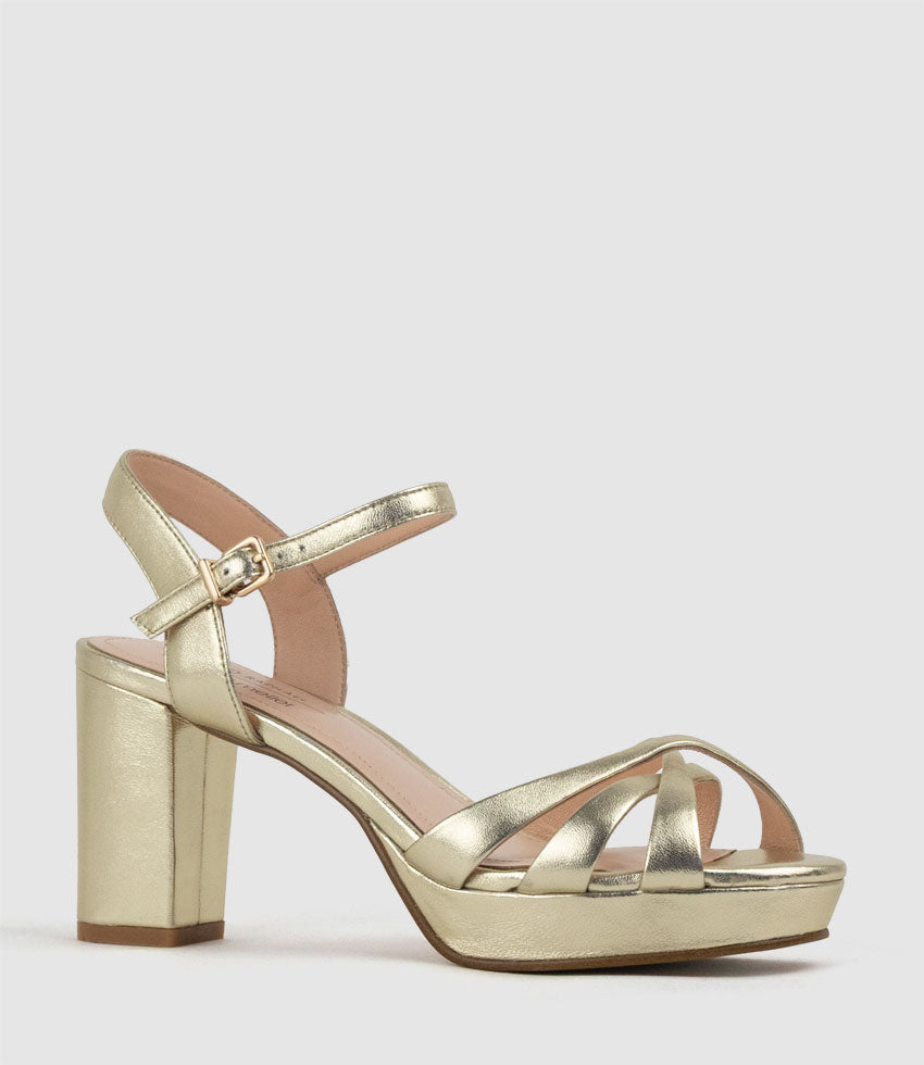 RYLIN80 Multistrap Platform Sandal in Pale Gold - Edward Meller