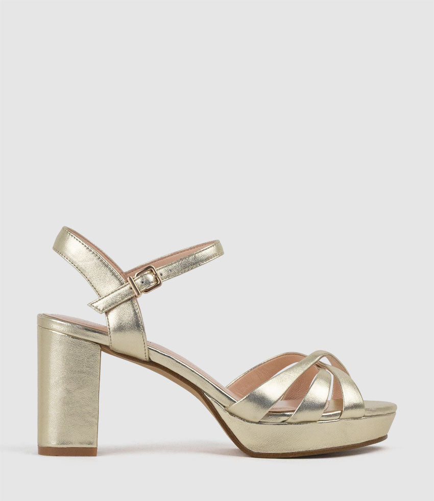 RYLIN80 Multistrap Platform Sandal in Pale Gold - Edward Meller