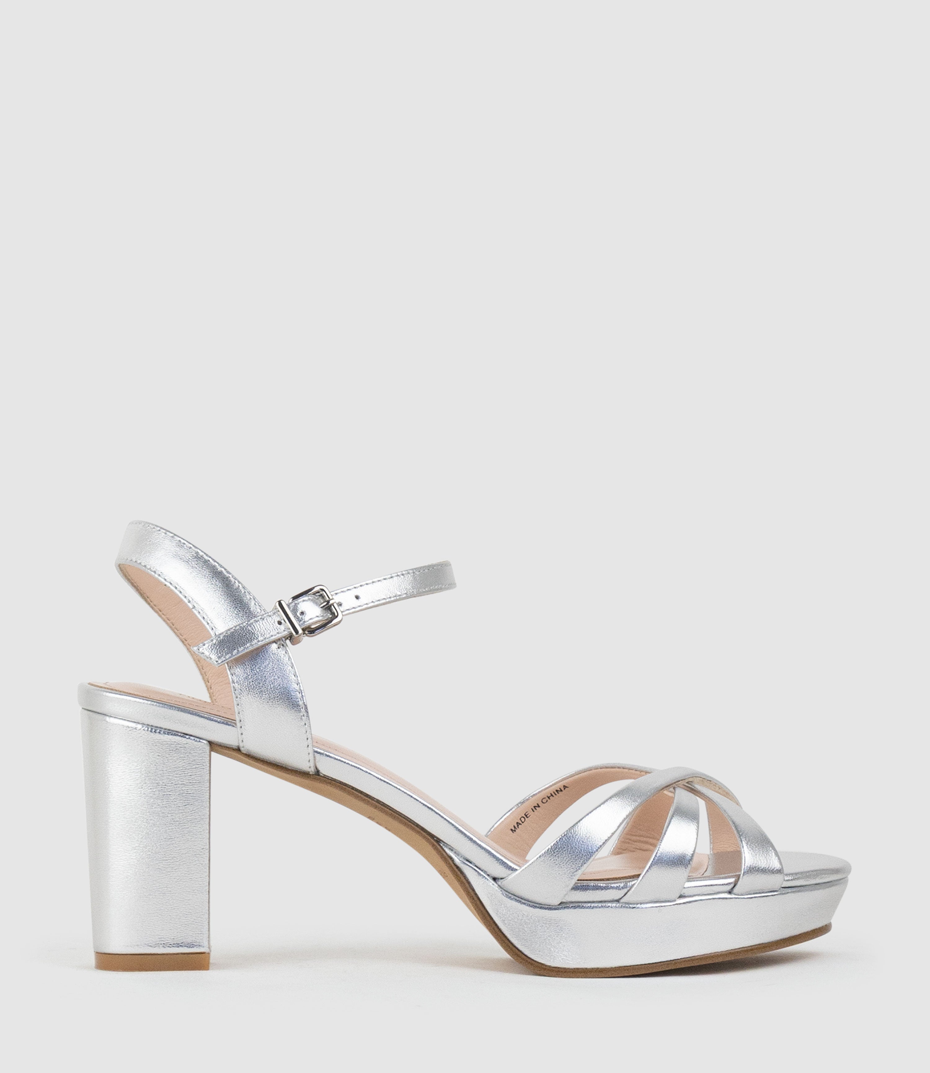 RYLIN80 Multistrap Platform Sandal in Silver - Edward Meller