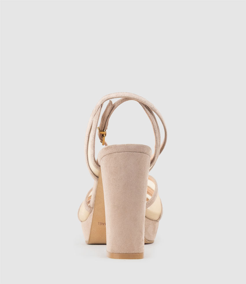 RYNNE100 Mesh Platform Sandal in Nude Suede - Edward Meller