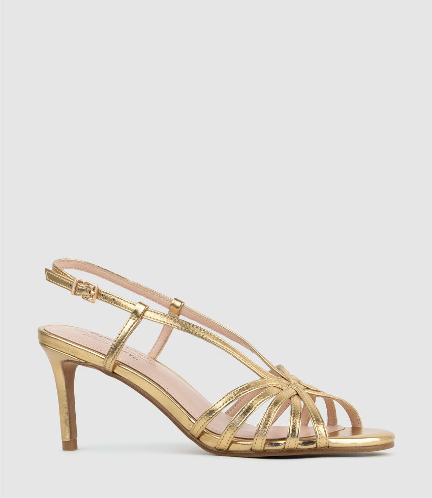 SABINA70 Strappy Sandal in Aged Gold - Edward Meller