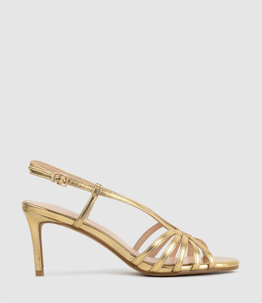 SABINA70 Strappy Sandal in Aged Gold - Edward Meller