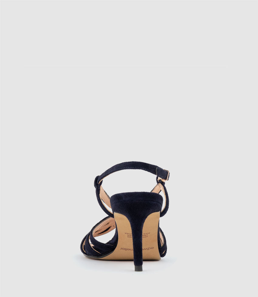 SABINA70 Strappy Sandal in Navy Suede - Edward Meller