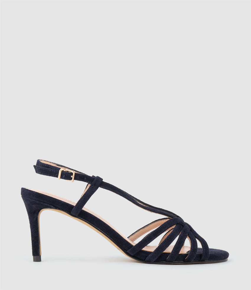 SABINA70 Strappy Sandal in Navy Suede - Edward Meller