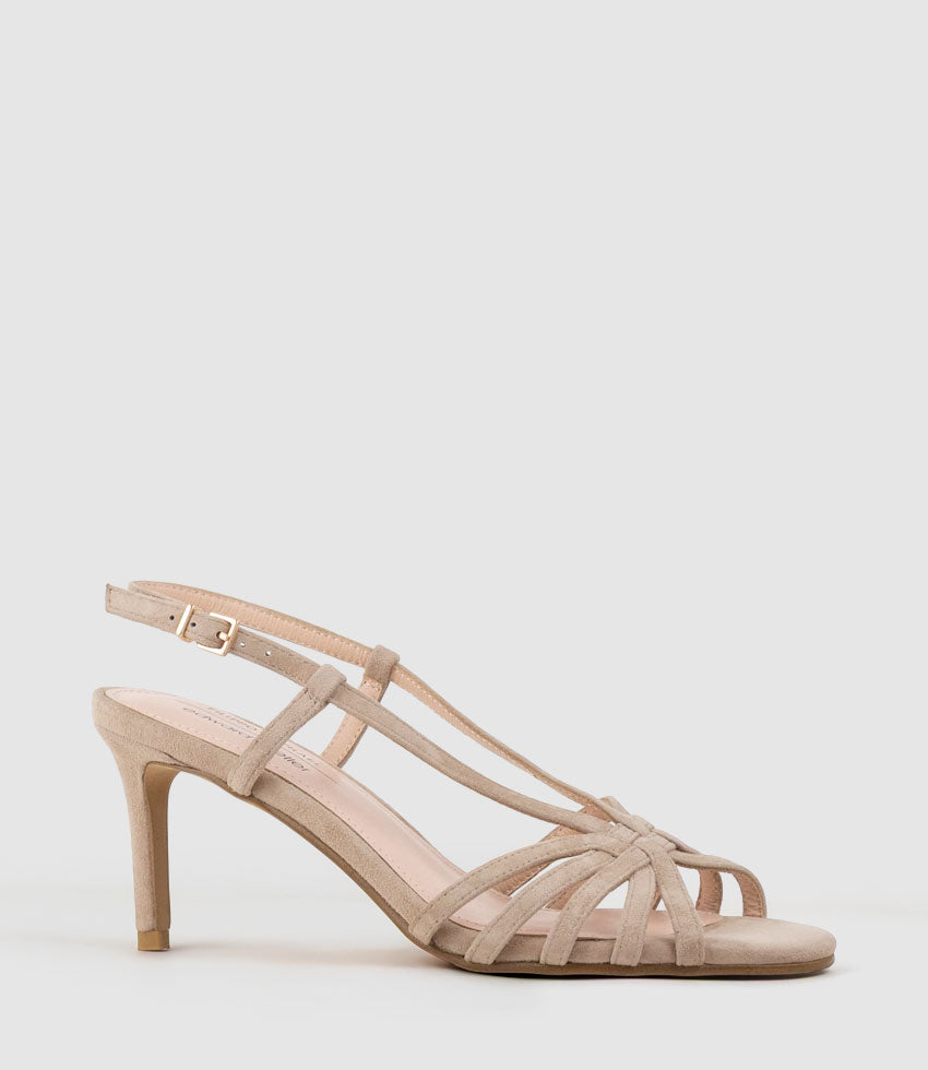 SABINA70 Strappy Sandal in Nude Suede - Edward Meller