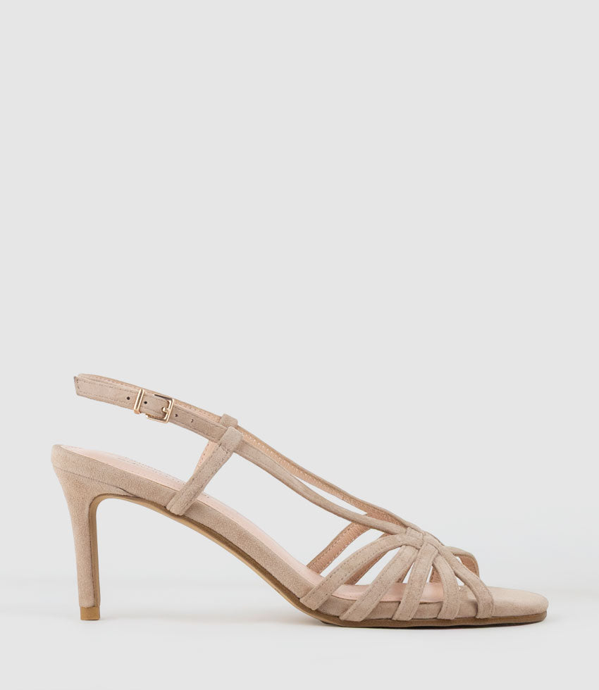 SABINA70 Strappy Sandal in Nude Suede - Edward Meller