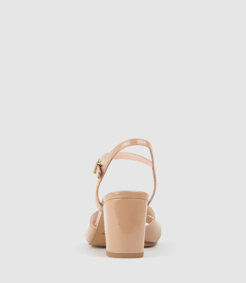 SABRA65 Crossover Sandal in Nude Patent - Edward Meller