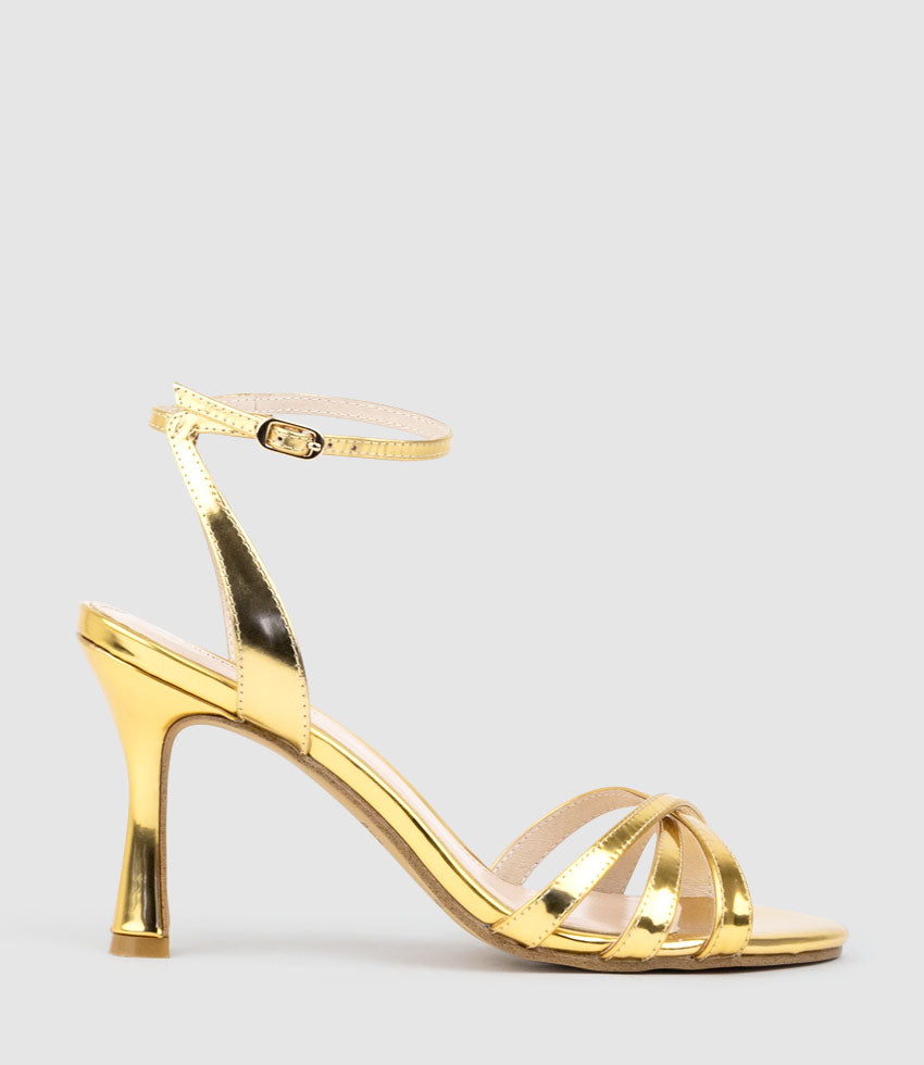 SAIGE85 Strappy Sandal in Gold Mirror - Edward Meller