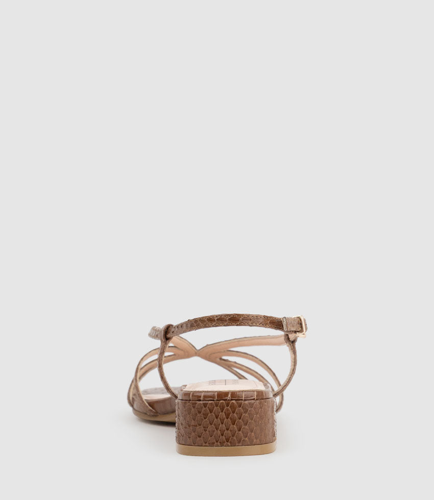 SAISA30 Strappy Sandal in Tan Snake - Edward Meller