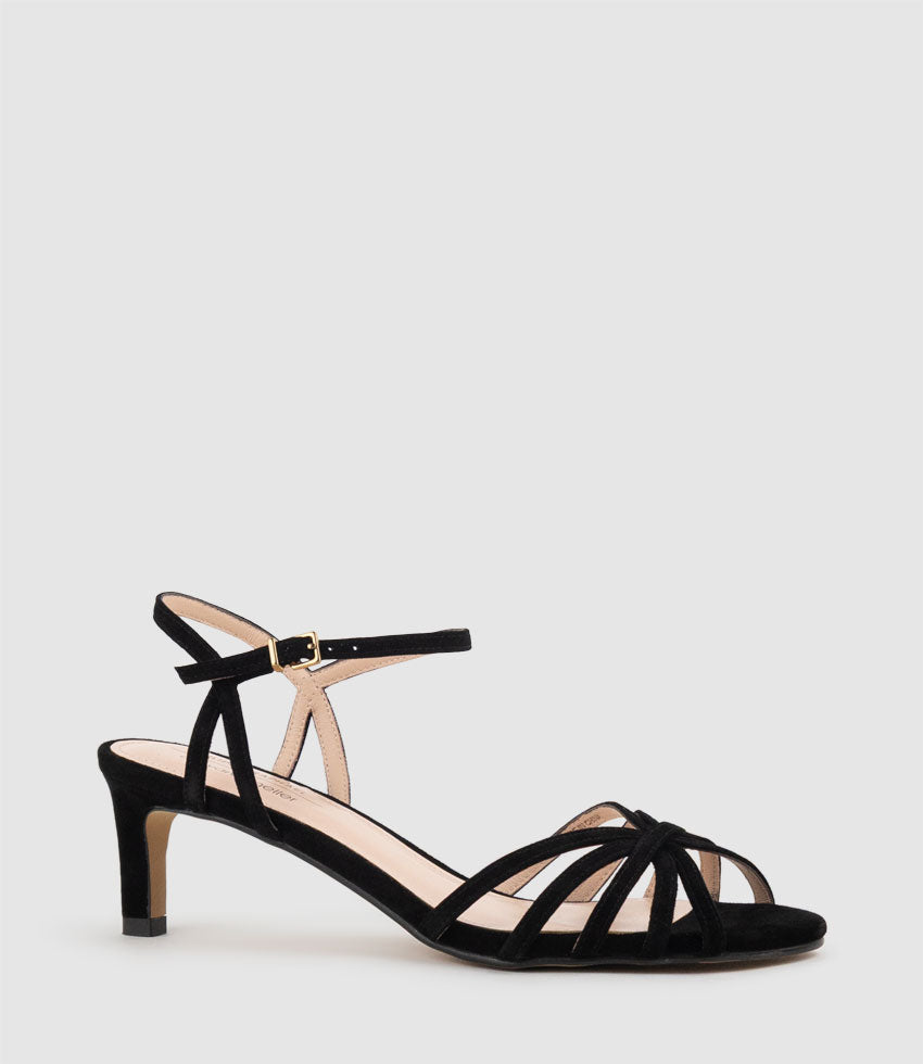 SALSA55 Strappy Sandal in Black Suede - Edward Meller