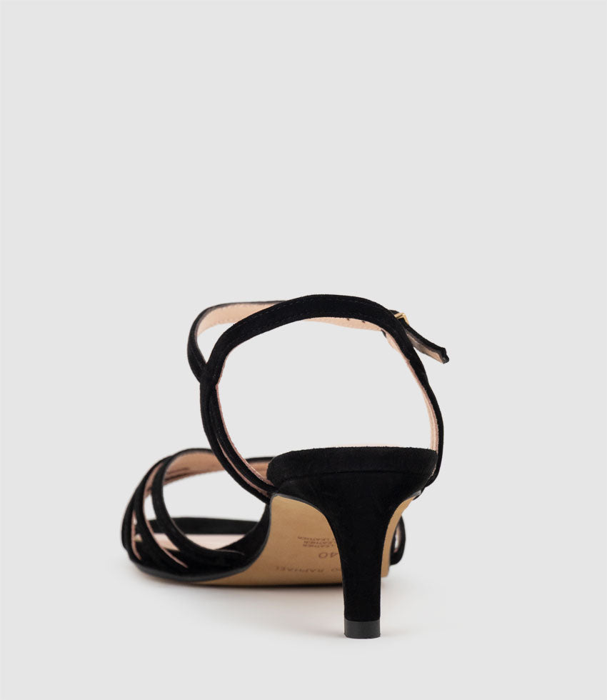 SALSA55 Strappy Sandal in Black Suede - Edward Meller