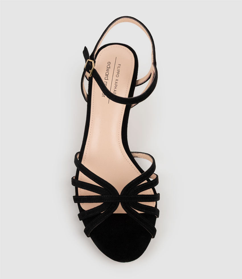 SALSA55 Strappy Sandal in Black Suede - Edward Meller