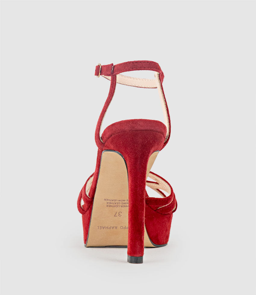 SAMI110 Lattice Front Platform Sandal in Cherry Suede - Edward Meller