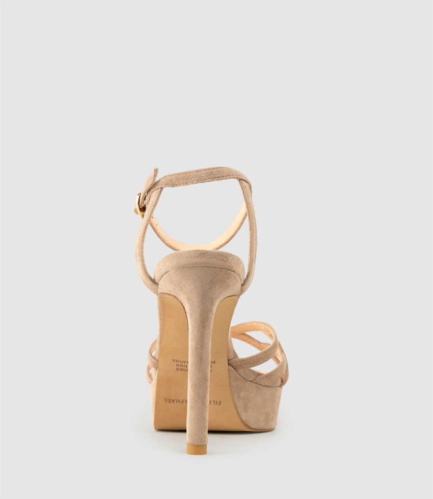SAMI110 Lattice Front Platform Sandal in Nude Suede - Edward Meller
