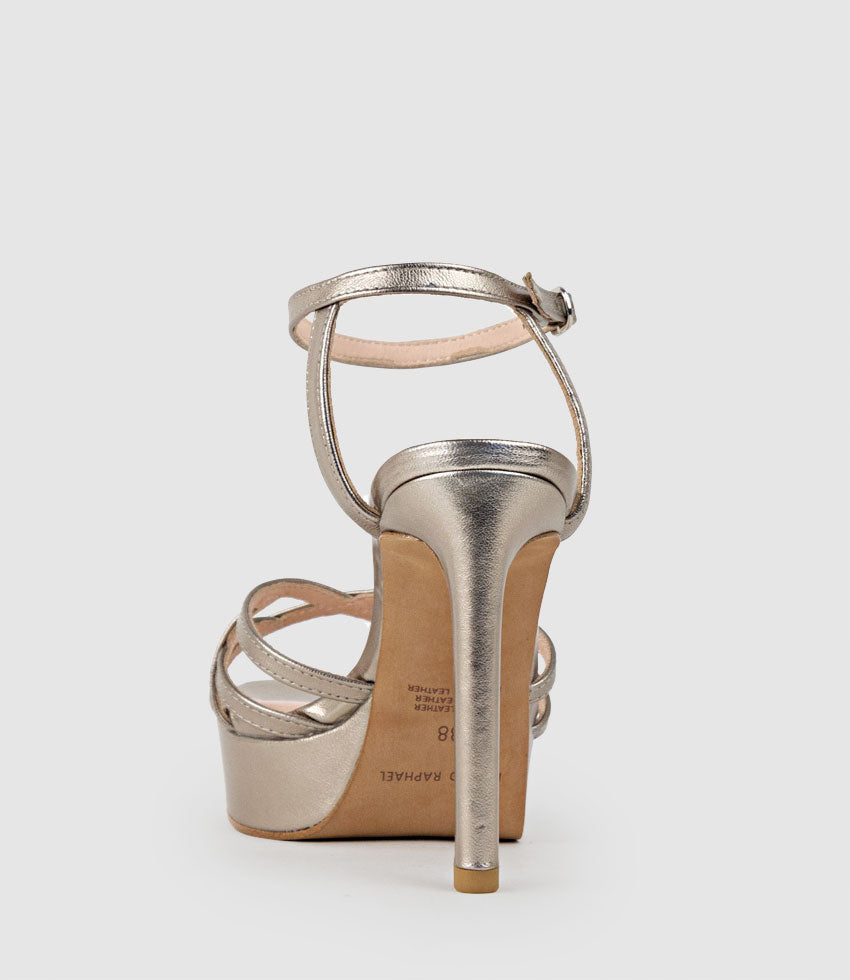 SAMI110 Lattice Front Platform Sandal in Pewter - Edward Meller