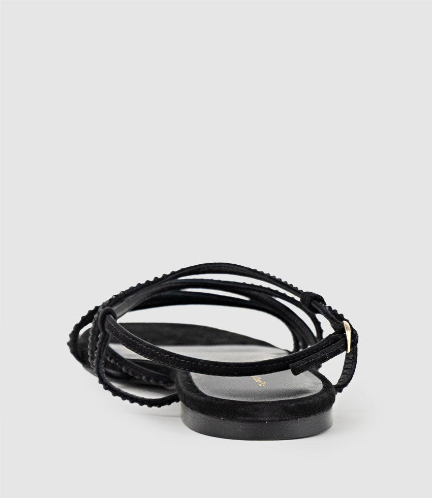 SAMILLE Strappy Crystal Sandal in Black Suede - Edward Meller