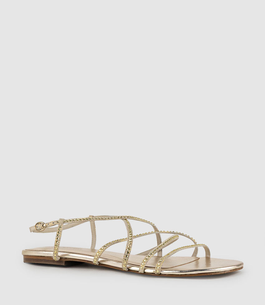 SAMILLE Strappy Crystal Sandal in Gold - Edward Meller