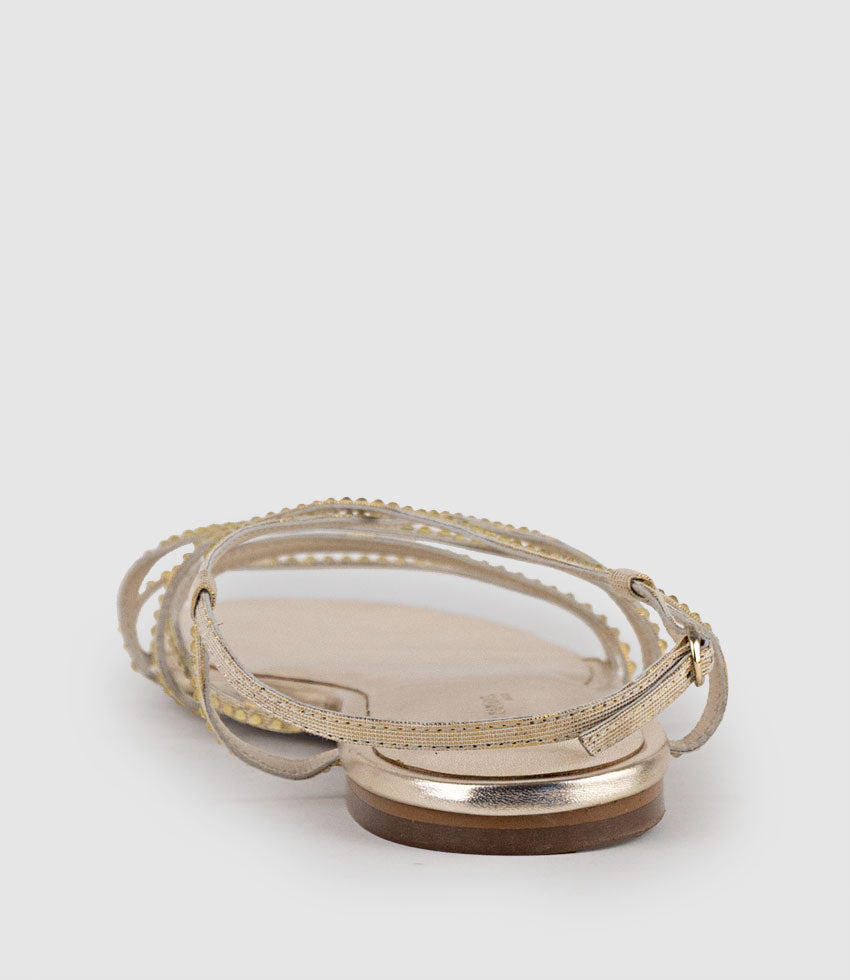 SAMILLE Strappy Crystal Sandal in Gold - Edward Meller
