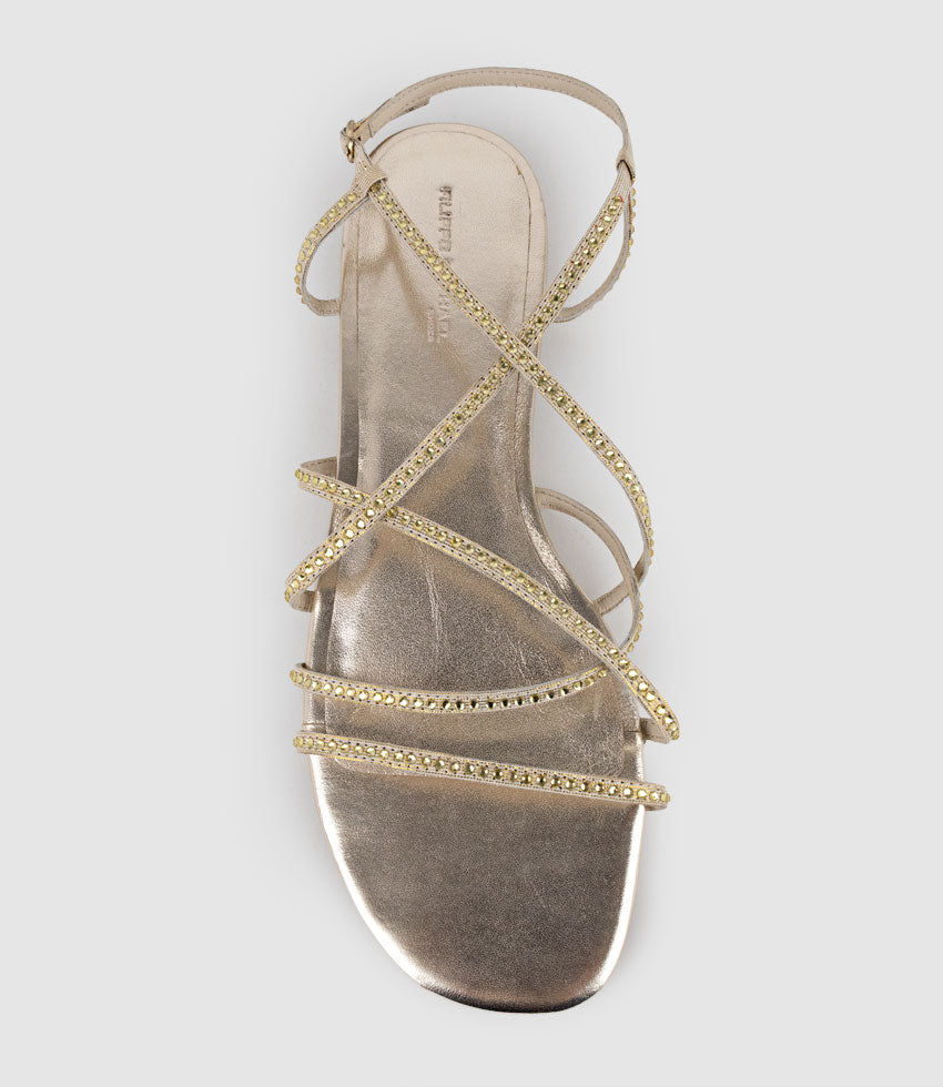 SAMILLE Strappy Crystal Sandal in Gold - Edward Meller