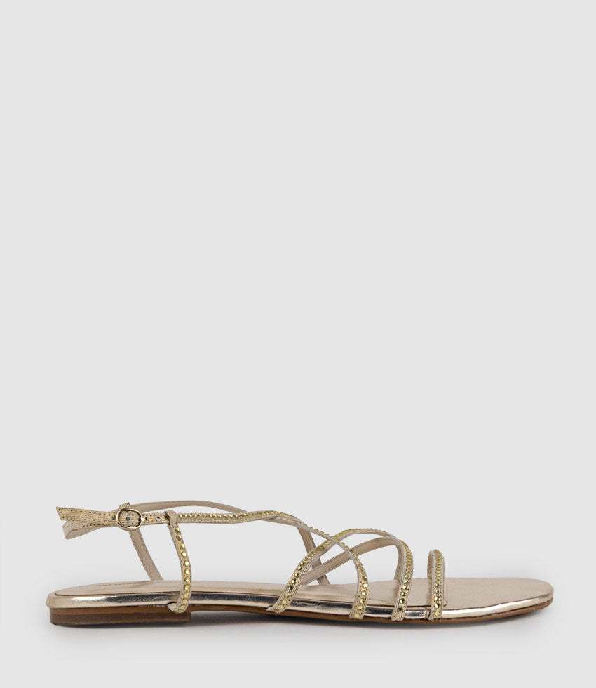 SAMILLE Strappy Crystal Sandal in Gold - Edward Meller