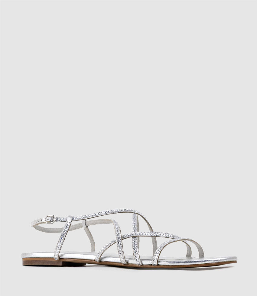 SAMILLE Strappy Crystal Sandal in Silver