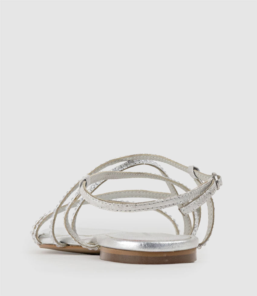 SAMILLE Strappy Crystal Sandal in Silver