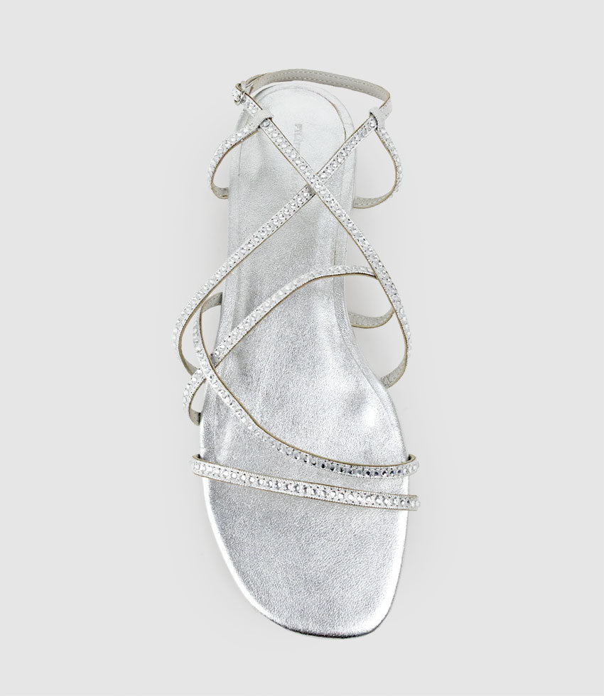 SAMILLE Strappy Crystal Sandal in Silver