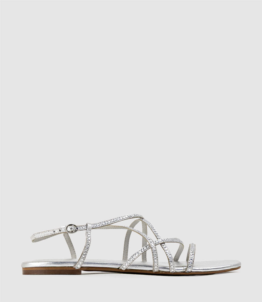 SAMILLE Strappy Crystal Sandal in Silver