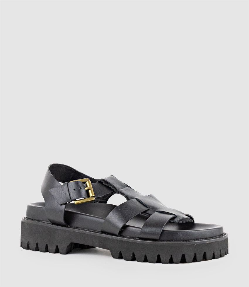 SANDAR Gladiator Sandal on Chunky Sole in Black - Edward Meller