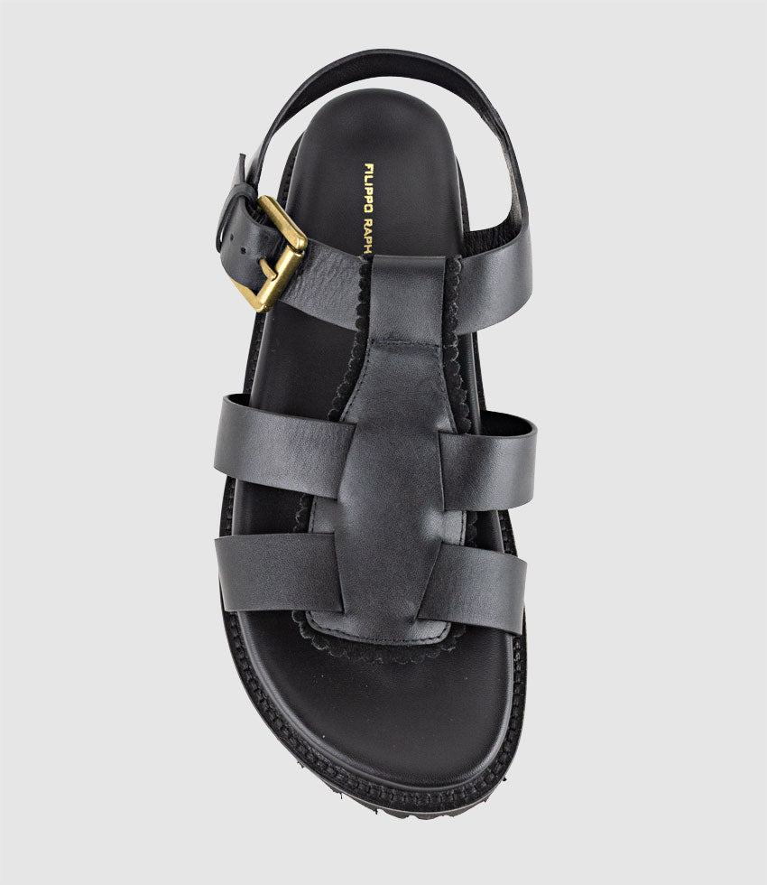 SANDAR Gladiator Sandal on Chunky Sole in Black - Edward Meller