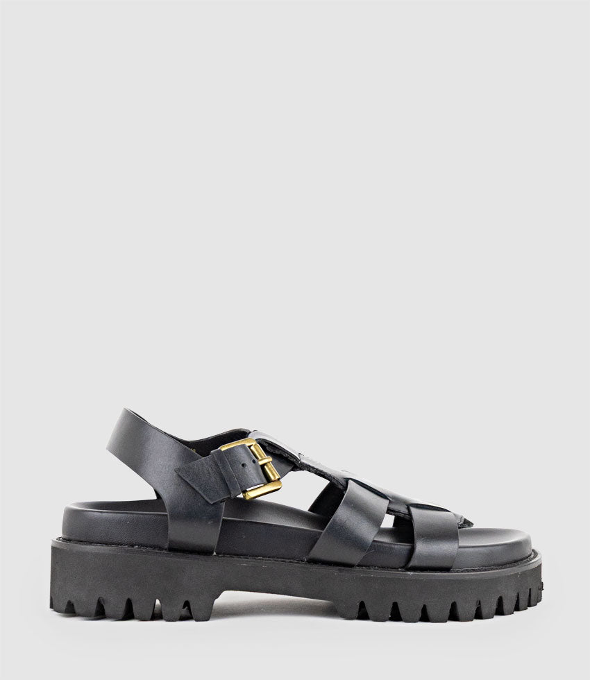 SANDAR Gladiator Sandal on Chunky Sole in Black - Edward Meller