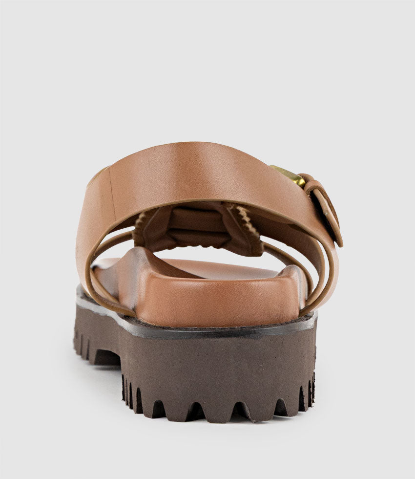 SANDAR Gladiator Sandal on Chunky Sole in Tan - Edward Meller