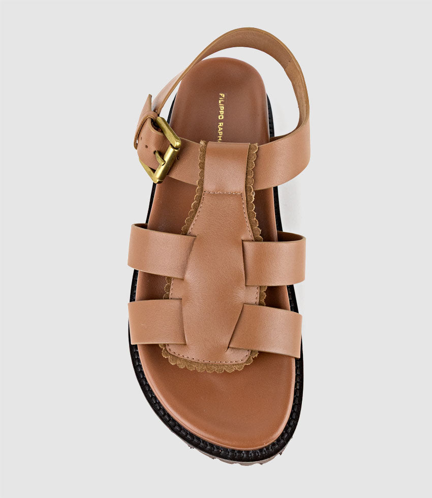 SANDAR Gladiator Sandal on Chunky Sole in Tan - Edward Meller