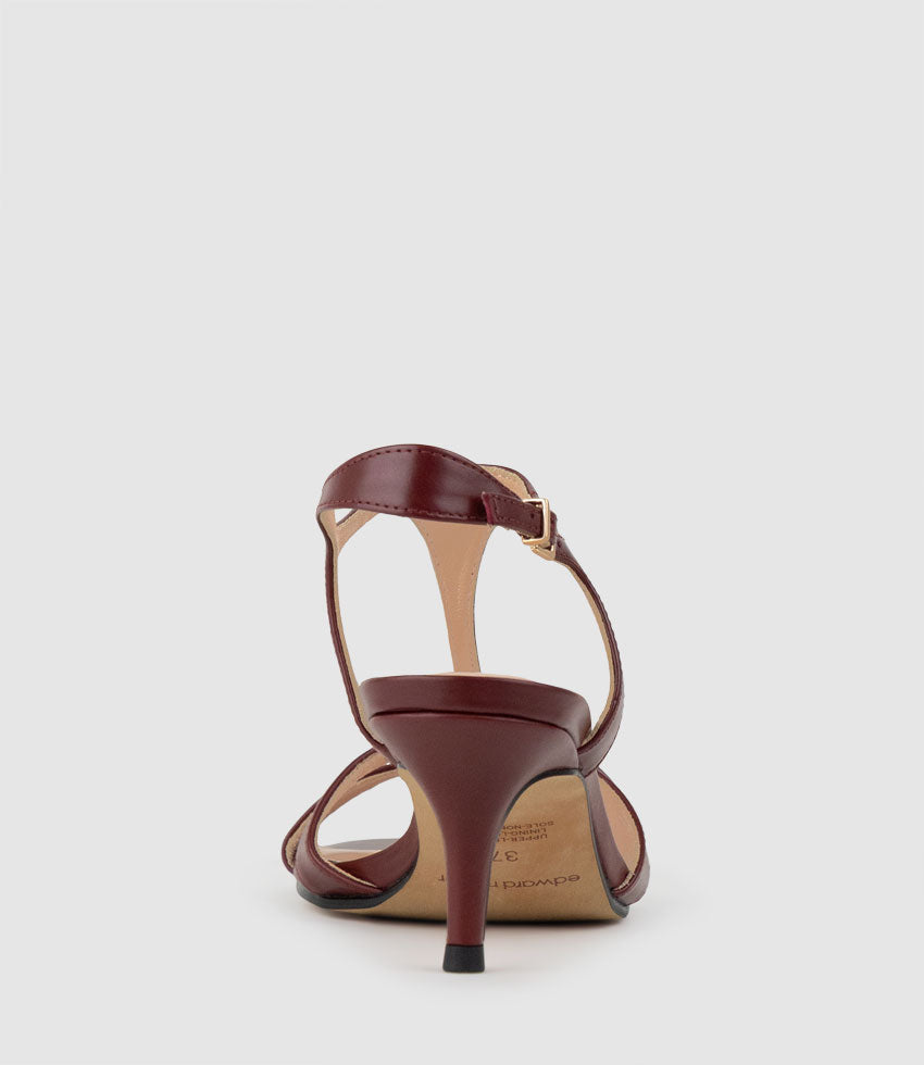 SANNA60 T-Bar Sandal in Garnet Calf - Edward Meller