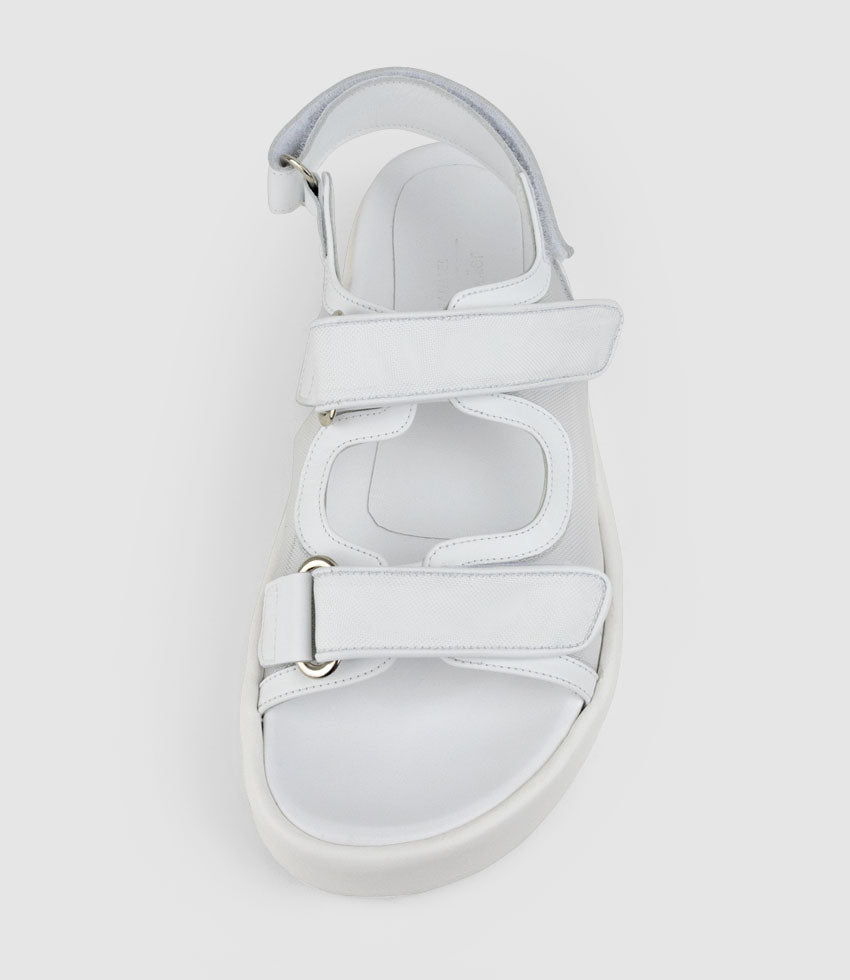 SASKIA Mesh Footbed Sandal in White - Edward Meller