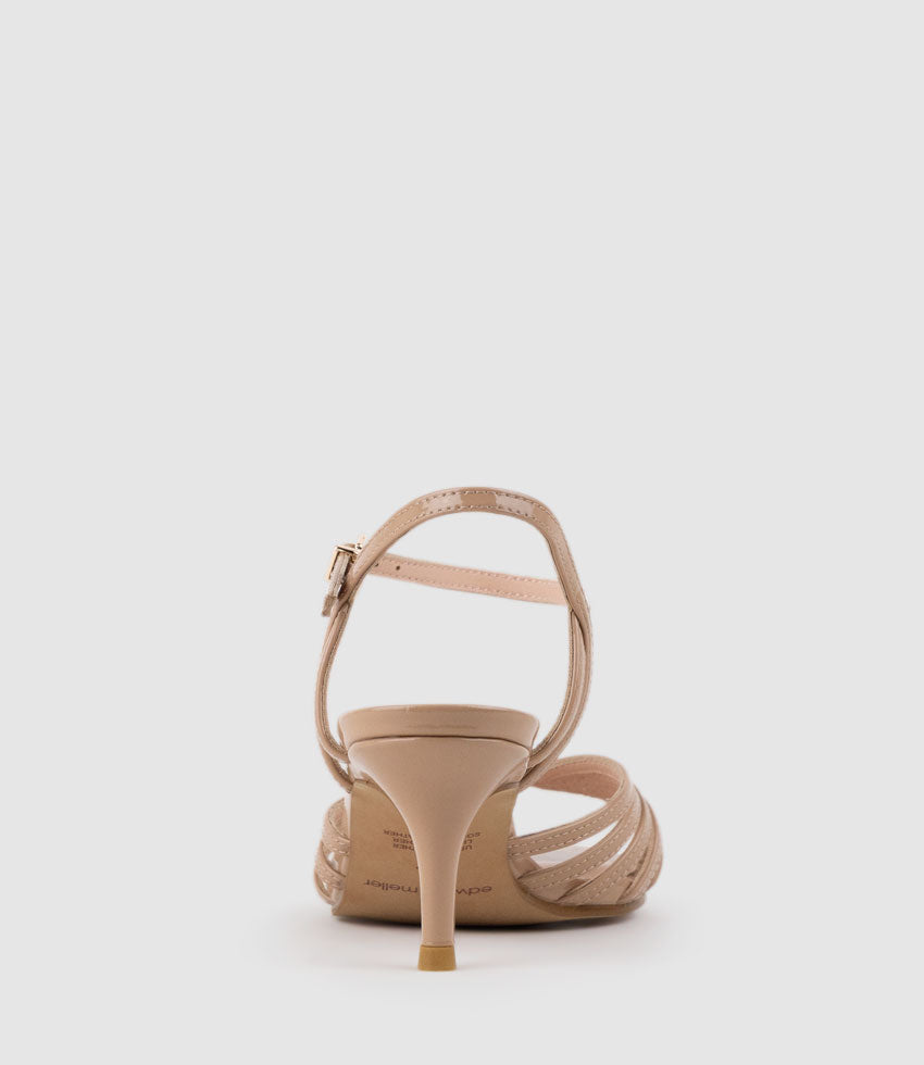 SASSY60 Strappy Sandal in Nude Patent - Edward Meller