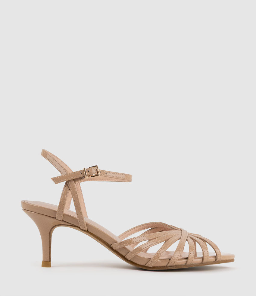 SASSY60 Strappy Sandal in Nude Patent - Edward Meller