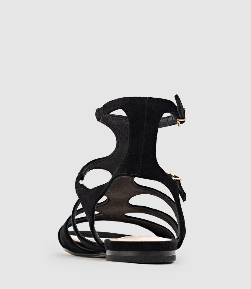 SCION Gladiator Sandal in Black Suede - Edward Meller