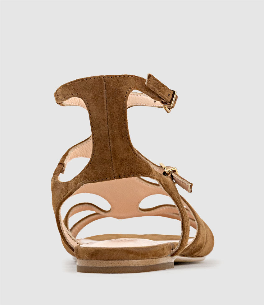 SCION Gladiator Sandal in Tan Suede - Edward Meller
