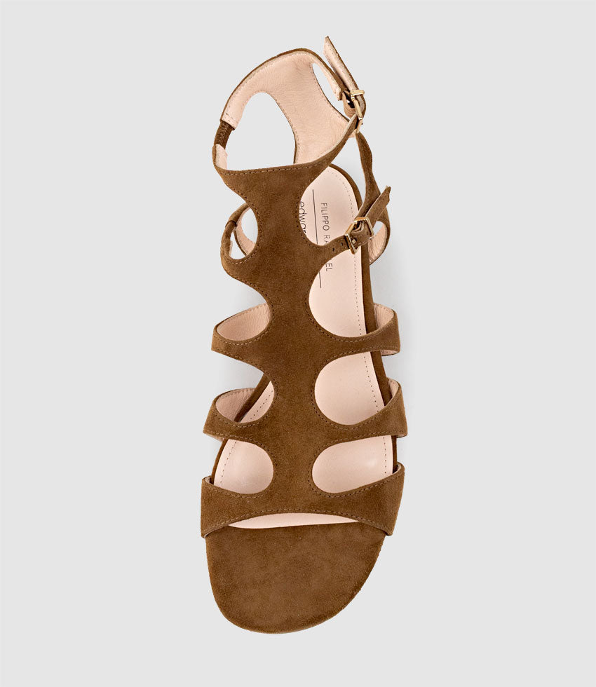 SCION Gladiator Sandal in Tan Suede - Edward Meller